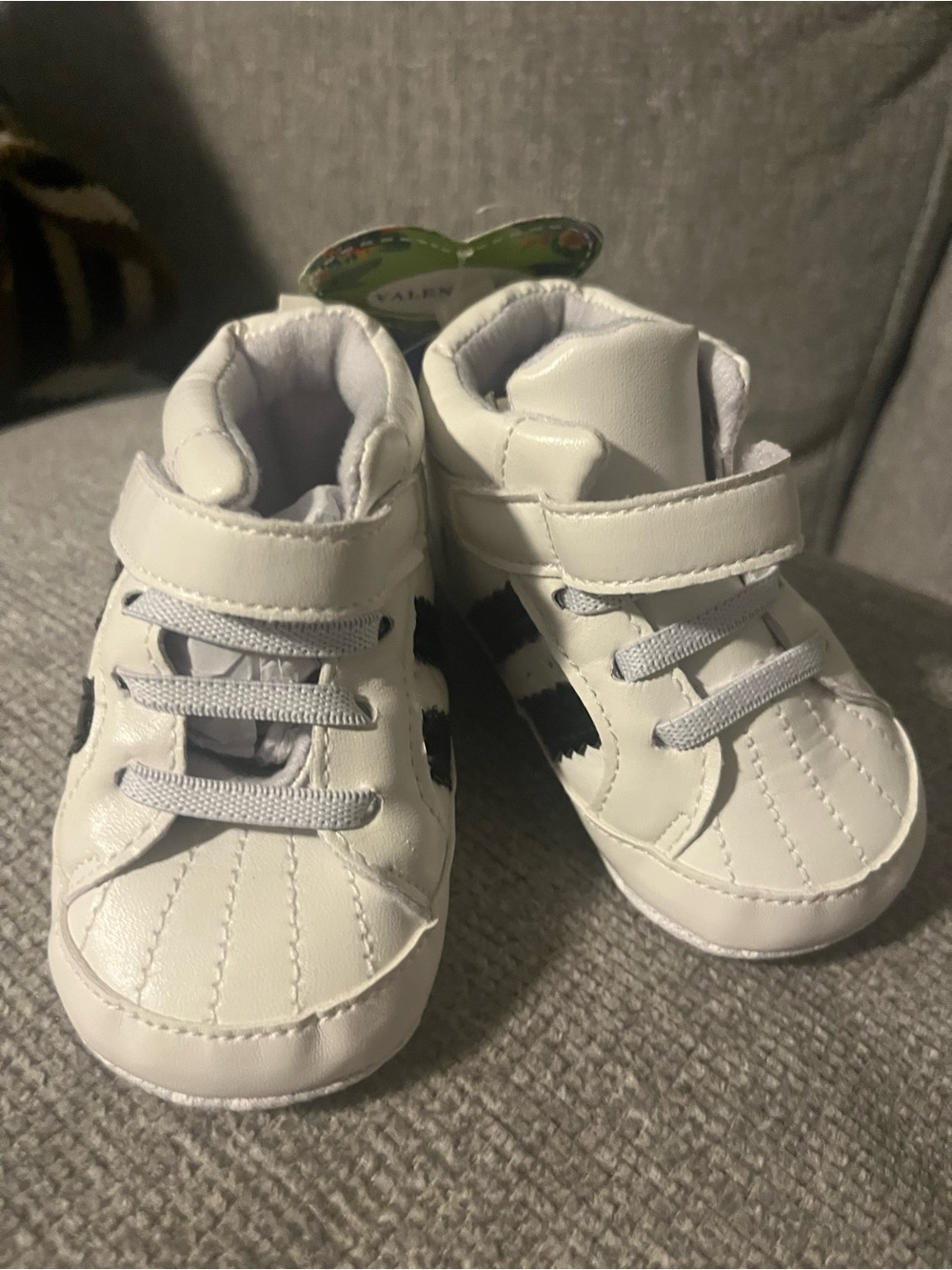 Toddler White High-Top Sneakers with Black Accent - Unbranded